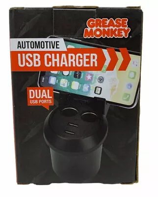 Grease Monkey Automotive Cup Holder USB Charger W/Phone Stand Charge 4 Devices! • $6.95