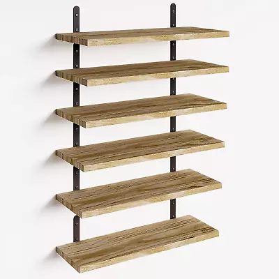 Fixwal Floating Shelves Rustic Wood Wall Shelves Set Of 6 Shelves For Wall Dec • $29.07