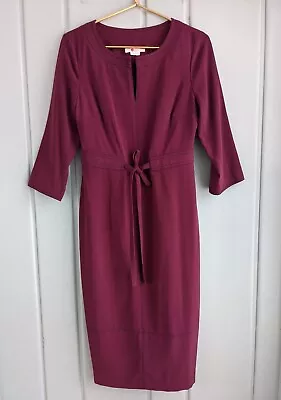 $34.99 • Buy Boden Addie Womens 8 Dress Ruby Ring Shift Midi Tie Waist Keyhole Career Work M