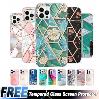 $7.95 • Buy For IPhone SE 14 13 12 Pro Max Plus Marble Flower Pattern Shockproof Case Cover