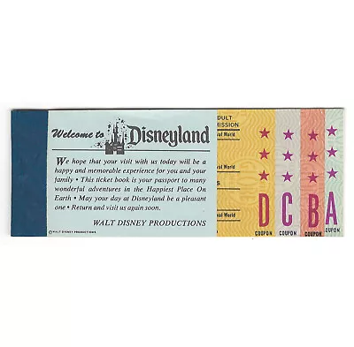 Vintage Disneyland 1974 Partial Courtesy Ticket Book With 4 Of 5 Tickets Intact • $49.99