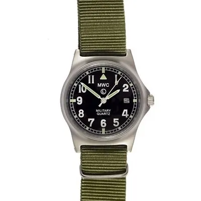 MWC G10 Lm Military Watch Date Olive Green Strap 50m • £105.42