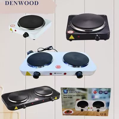 Denwoo Double Single Electric Hot Plate Portable Table Top Cooker Hob 1000/2000W • £15.99