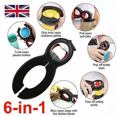 £3.86 • Buy 6 In 1 Multi-Use Opener Stainless Steel Manual Jar Opener Non Slip Open Sesame