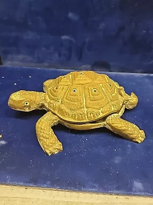 Vintage Brass Jeweled Turtle Ashtray Flip Top  • $65