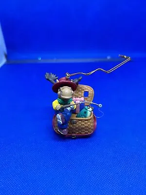 Mistletoe Magic Ornament Fishing Basket Moose Fisherman • $8.99