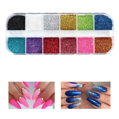 High Quality 12 Grid Nail Glitters For Decoration DIY Accessories UV Gel • £4.52