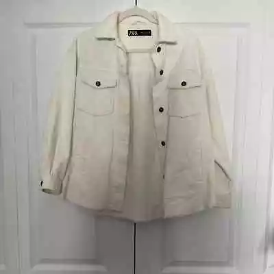 ZARA White Textured Oversized Jacket Size XS • $29