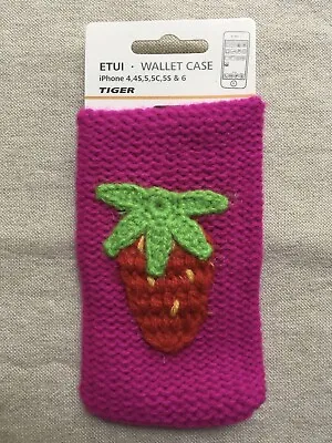 £9.99 • Buy Tiger Purple Red Strawberry Fruit Knit Apple Iphone 4 4S 5 5C 5S SE 6 Case Cover