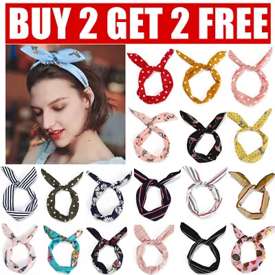 £4.99 • Buy WIRE HEADBAND WIRED HEAD SCARF ROCKABILLY HAIR BAND WRAP VINTAGE POLKA DOT 60s
