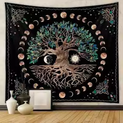 Mysterious Tree Life Mushroom Forest Tapestry Wall Hanging Fairy Tale Bohemian • $11.98