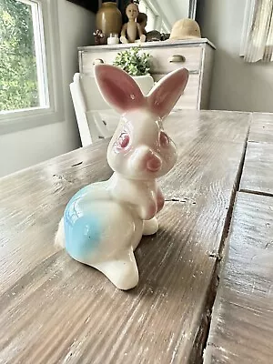 Vintage MCM Bunny Rabbit Cotton Ball Tail Dispenser Figurine Mid Century Easter • $12