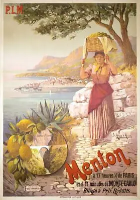 Menton By Hugo D'alesi Original Vintage French Travel Poster 1900 • $1350