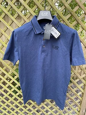 Ea7 Polo Shirt Blue Melange - Small • £35