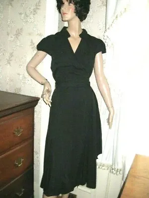 Vintage Black 100% Cotton Wrap Dress -20 Something - Xl - Maid Waitress Costume • $17.95