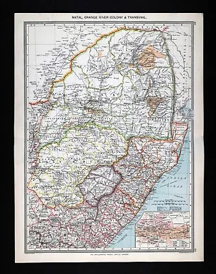 1907 Map Rhodesia & British Central Africa Mozambique Zimbabwe Zambia Malawi • £28.92