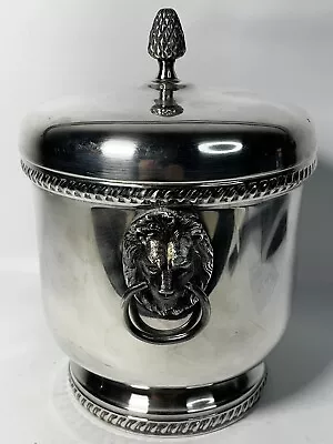 Vintage Silver Plated Lions Head Handles Ice Bucket • $45