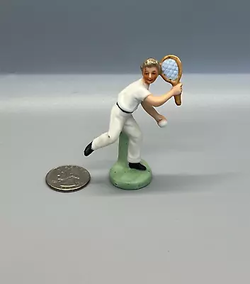 Vintage Boy Tennis Player Figurine Made In Germany 3  Tall 1950's Hand Painted • $14