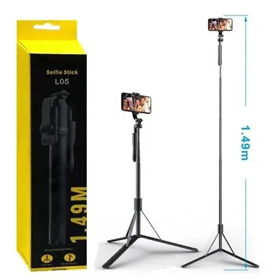 $42.99 • Buy 150cm Long Selfie Stick Tripod Stand With Wireless Remote For Mobile Phone Gopro