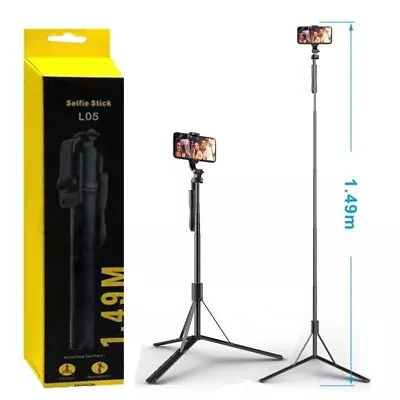$42.99 • Buy 150cm Long Selfie Stick Tripod Stand With Wireless Remote For Mobile Phone Gopro