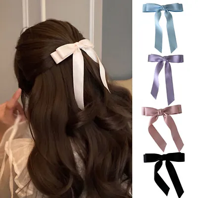 Small Satin Bow Hair Pin Barrette Hair Clip Ribbon For Women Girl Hair Accessory • £3.35