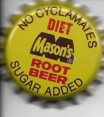 DIET MASON'S ROOT BEER  No Cyclamates Sugar Added Soda Pop Bottle Cap/crown • $1.48