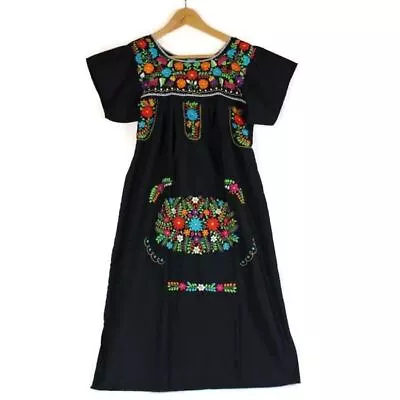 Adult Dress: Black Mexican Embroided Boho • £63.20