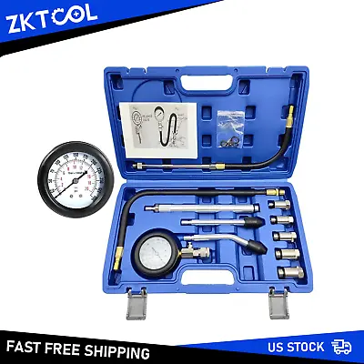 11 Pcs Cylinder Compression Tester Gas Engine Gauge Kit Tool Auto Car Motorcycle • $26.90