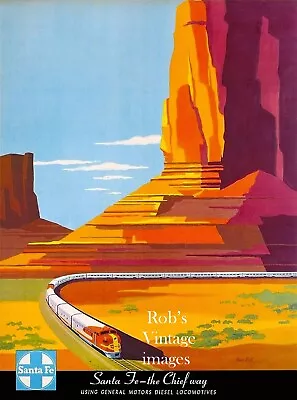  Santa Fe Railroad Super Chief Train Railroad Travel Poster • $8.49