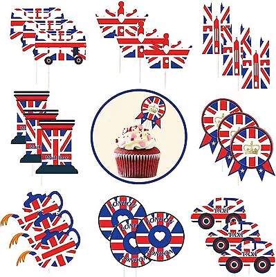 24pcs Union Jack Flag Cupcake Toppers King Charles III Coronation Cake Toppers  • £6.75