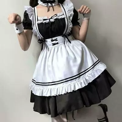 Women Japanese Maid Lolita Outfit Anime Cosplay Uniform Waitress Costume C6M2 • £15.72