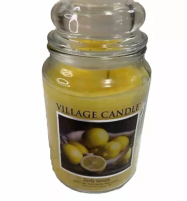 Village Candle Zesty Lemon Scented Large Classic Jar Candle 2 Wicks 21.25 Oz New • $15.99