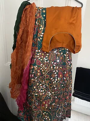 Asian Pakistani Indian Mirror Mehndi Wedding Bridal Long Dress Maxi Lengha • £42