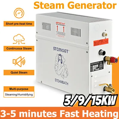 3KW/9KW/15KW Steam Generator Shower Sauna Bath Home Spa W/ Control • $229.99