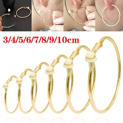 Fake Non-Piercing Clip-On Hoop Earrings Women Ladies Party Jewellery Accessories • £2.93