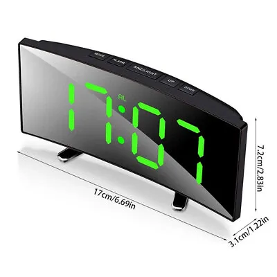 LED Digital Alarm Clock Temperature Bedside Desk Large Mirror Display Modern Hot • £9.43