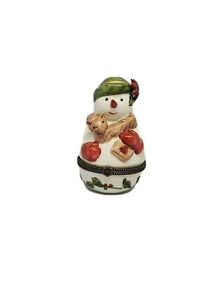 Villeroy & Boch Festive Porcelain Snowman Hinged Trinket Box #1748 • $15