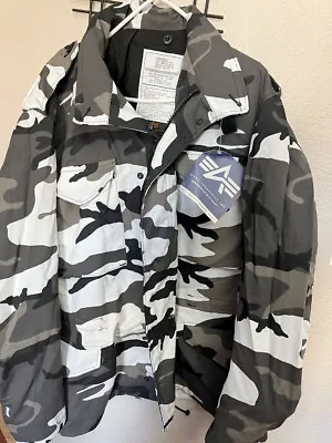 Vintage Alpha M65 Field Jacket Urban Snow Camo XL Made In USA M-65 NOS X-Large • $89.99