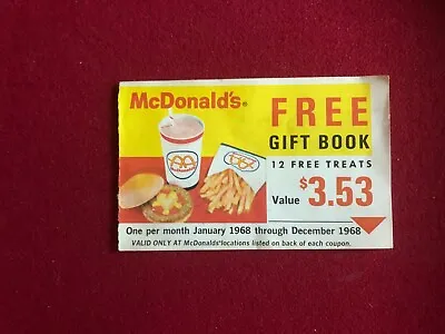 1968 McDonald's FREE Gift Book Coupon (Scarce / Vintage)  • $20