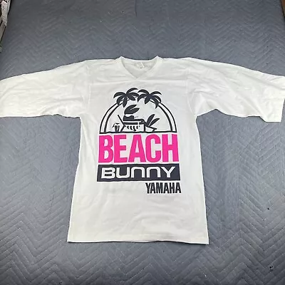 Vintage Yamaha Shirt Mens Medium White Beach Bunny Rabbit  3/4 Sleeves Rare 90s • $230.99