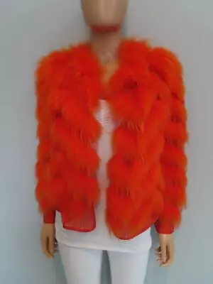 Versace Orange Raccoon/Lace Open Jacket Size 42/US 6 • $995