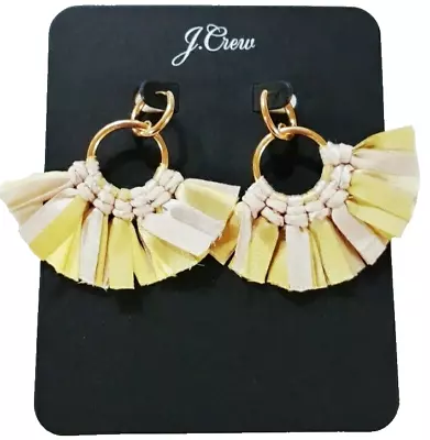 J.Crew Fabric Fan Earring Burnished Chartreuse Multi-Color Gold Plated Brass NWT • $16