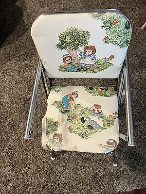 Vintage Raggedy Ann Highchair Chrome Metal Padded Vinyl Baby Or Doll High-chair • $79.99