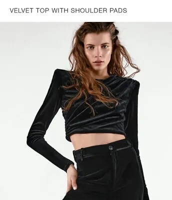 Zara Bnwot Black Velvet Crop Top Size S • £15