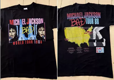 Michael Jackson Bad Tour 1988 T Shirt! DOUBLE Sided Shirt Mom Day GIFT Mom • $19.94