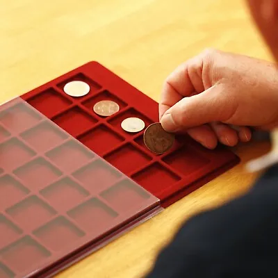 COIN Collection SCHULZ - Red COIN TRAY 24 Square Compartments 45x45mm // P24 • £6.99