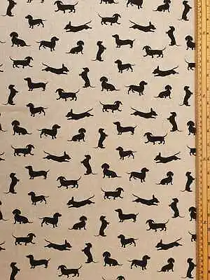 Dachshund Dog Fabric 80% Cotton 20% Poly Material Metre Upholstered Finish Gifts • £7.50