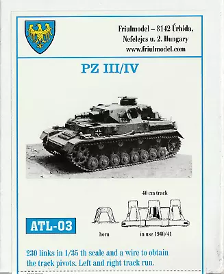 Friulmodel 1/35 German Panzer III/IV 40cm 1940/41 Individual Track Links ATL-03 • $39.99