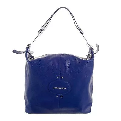 Authentic Longchamp Quadri Leather Shoulder Hobo Bag Sapphire Blue • $110