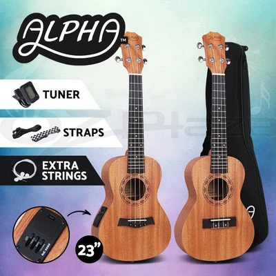 $49.95 • Buy Alpha 23  Inch Concert Ukulele Mahogany Ukuleles Uke W/ EQ Tuner Carry Bag